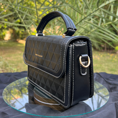 Chic Black Top-Handle Crossbody Bag.