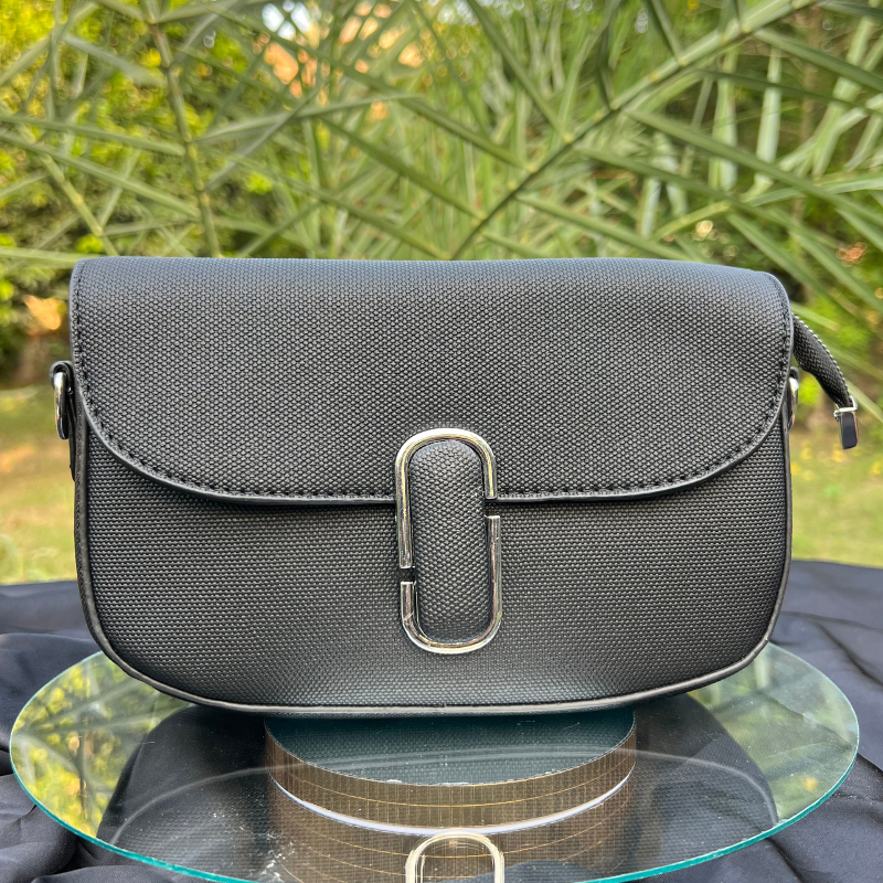 Chic Black Crossbody with Strap and Mini Pouch