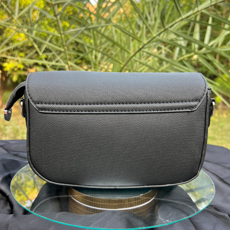 Chic Black Crossbody with Strap and Mini Pouch