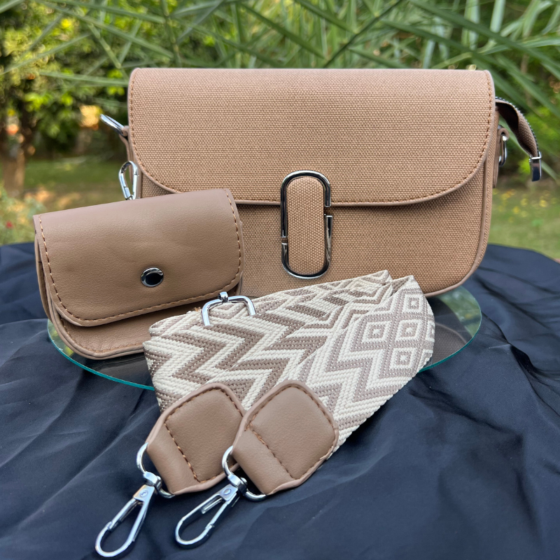 Chic Crossbody Bag with Strap and Mini Pouch