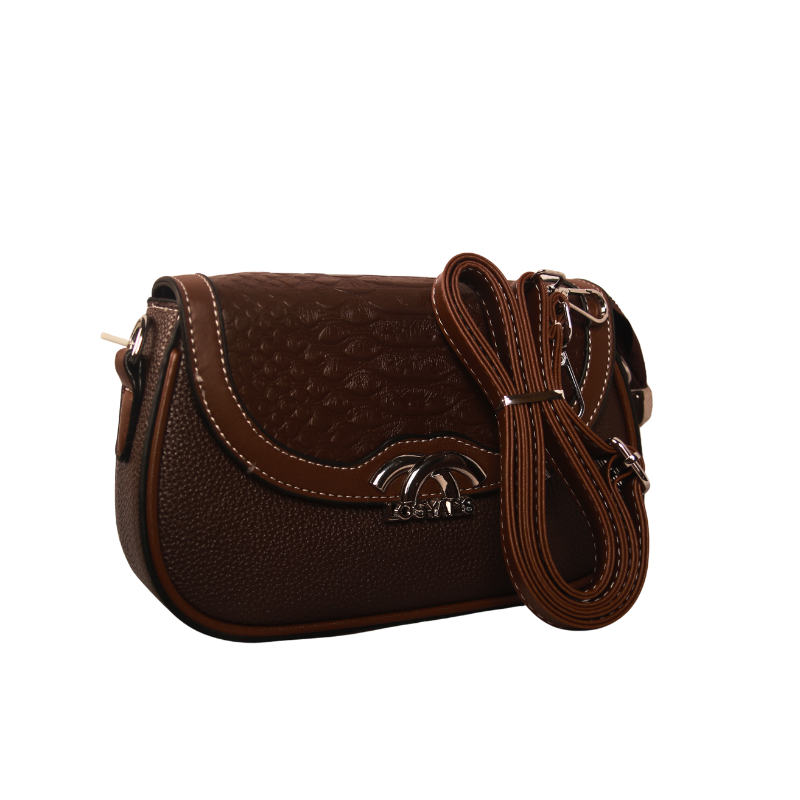 Textured Brown Crossbody Sling Bag