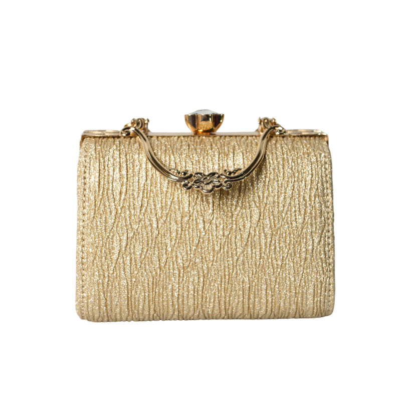 Elegant Gold Chain Clutch – Luxury Evening Handbag